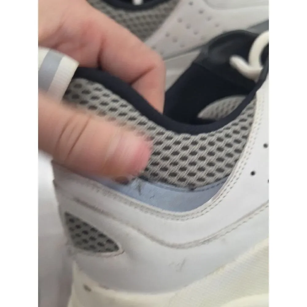 Dior Men’s Athletic Sneakers in White, Gray, Black with Orange Sole
